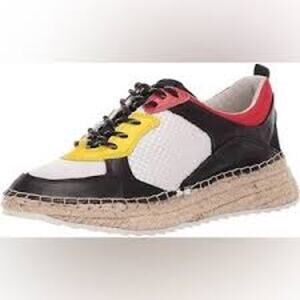 Marc Fisher 6 Women's Color Block Leather Low Top Janette Espadrille Sneakers